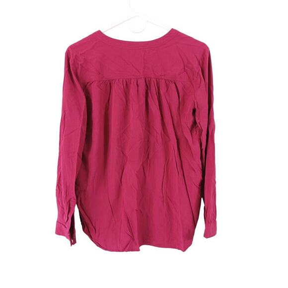Ann Taylor Loft Womens SZ Medium 100% Rayon Maroon Long Sleeve Blouse - Picture 2 of 10